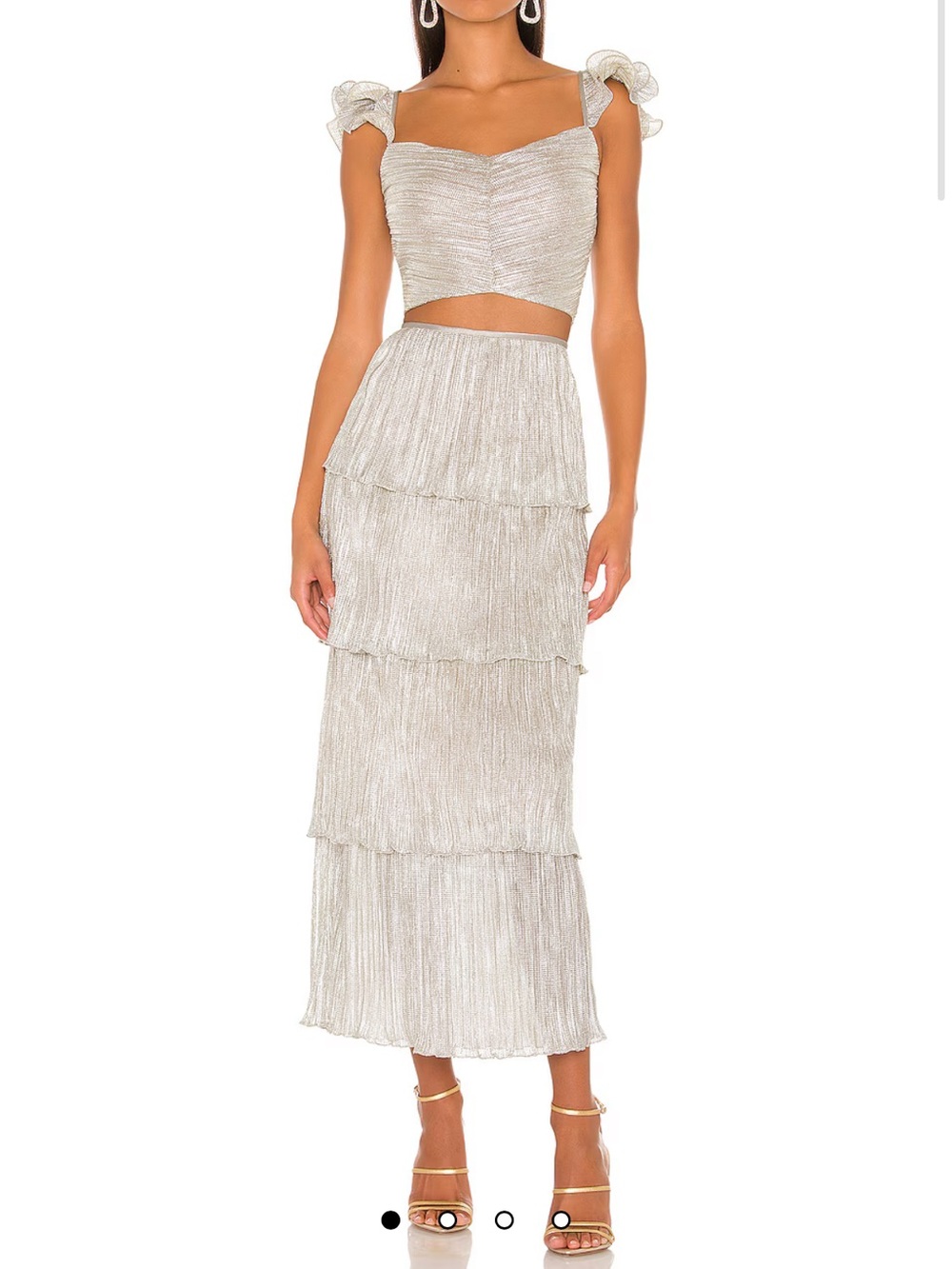 SAYLOR Metallic Cream Tiered Midi Skirt Set